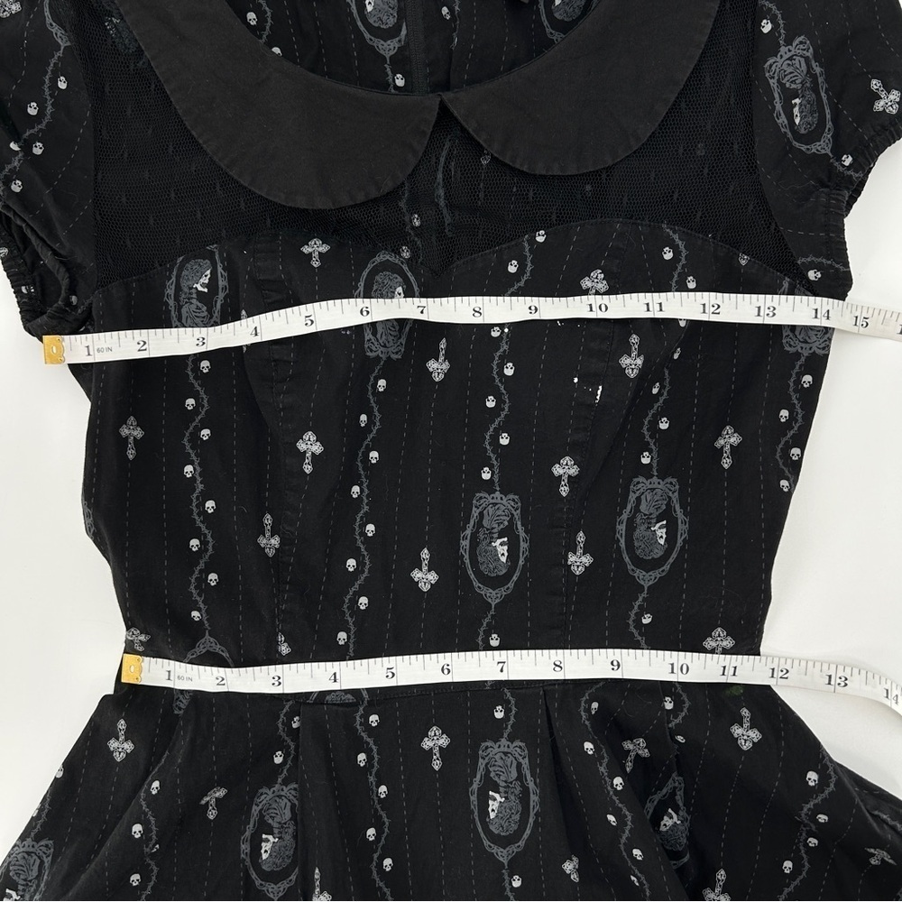 Hell Bunny Gemma Skull Cross Goth Cameo Collar Mini Black Dress Size XS - Picture 12 of 13